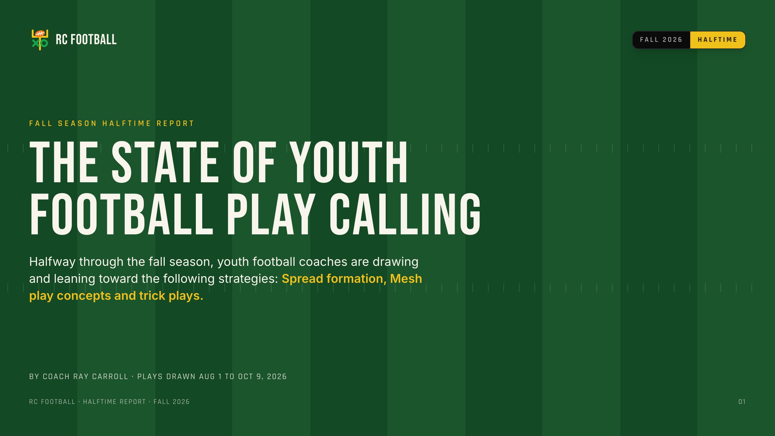 The State of Youth Football Play Calling: Fall Season Halftime Report